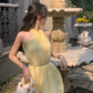 French yellow dress for women in summer pure desire style temperament waist slimming princess short skirt R4300