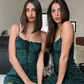 Green cashew color dress with waist and slimming suspenders R2905