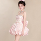Sweet Satin Bow Women's Homecoming Dress Pink Corset Short Prom Dress Party Dress RS2757