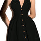 Black halter neck V-neck slim waist A-line short skirt homecoming dress R3851