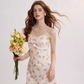 French floral suspender short dress R2711