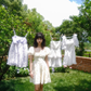 French puff sleeve white floral dress fairy temperament dress vacation R2762