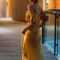 New Chinese style gold one shoulder cheongsam banquet evening dress homecoming dress R2980