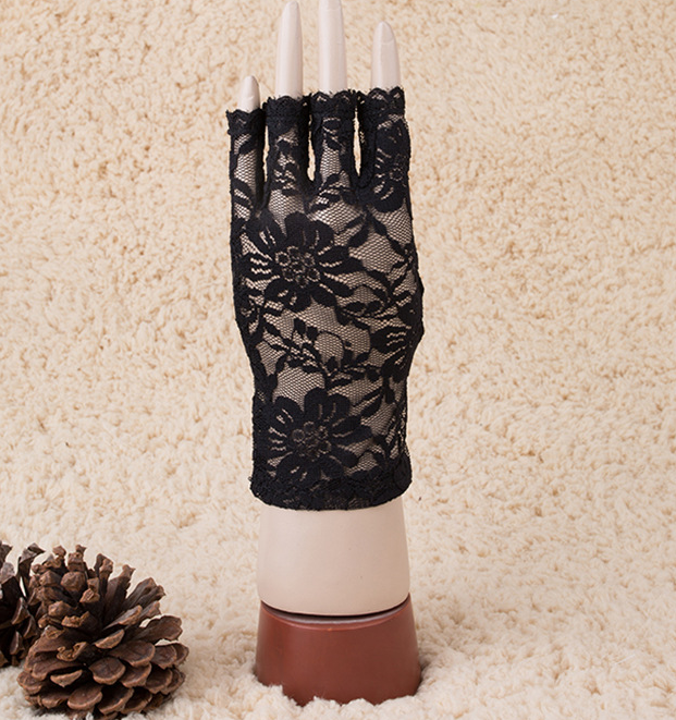 Fingerless Bridal Lace Half Finger Gloves Women's Short Floral Gloves for Wedding Opera Tea Party     S6217