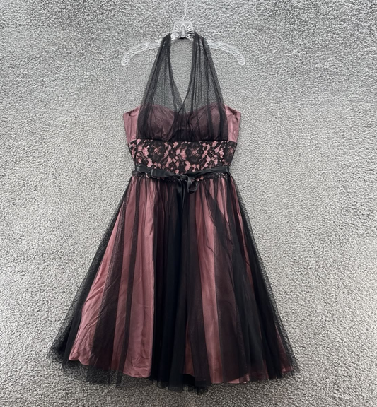 Elegant Color-Blocking Homecoming Dress ,A-Line Halter Tulle Short Prom Dress RS785