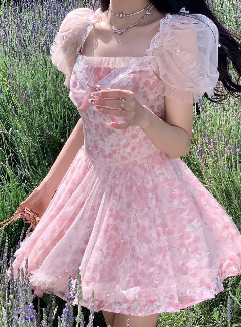 New romantic print floral dress R4984