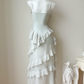 Fresh Ivory Ruffled A-Line Spaghetti Straps Corset Hi-Lo Prom Dress RS799