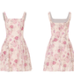 Floral suspender skirt with pink mini skirt R2662