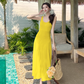 Temperament I-shaped vest dress design niche waist-revealing long skirt R0663