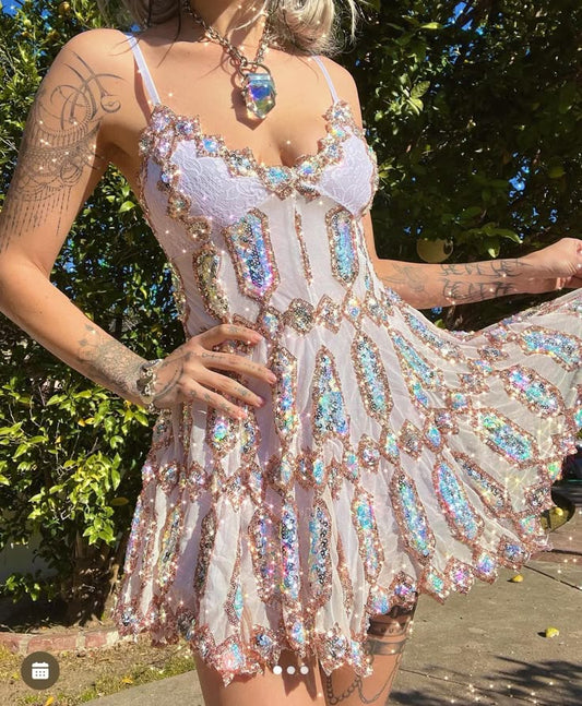 Pink suspenders sexy sequin waist slim homecoming dress R2839