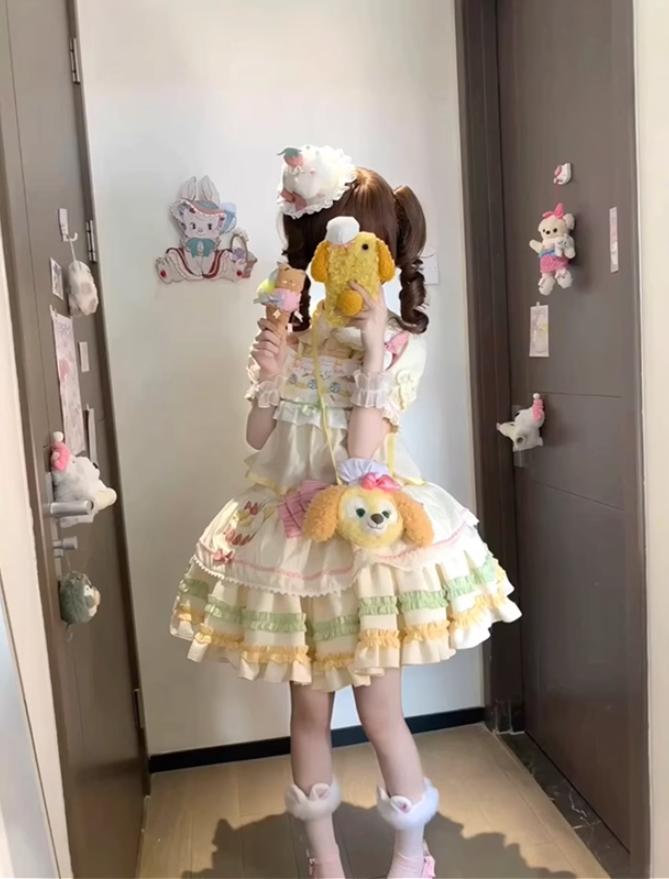 Cute and sweet OP inner top sling dopamine soft three-piece lolita skirt Lolita princess skirt R1685