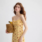 Sweet Dream French Floral Dress Holiday Style Suspender Skirt R2708