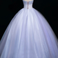 Elegant Lavender A-line Strapless Embroidery Corset Maxi Prom Dress Evening Dress RS504