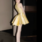 Vibrant Lace Decor Women's Homecoming Dress Yellow Corset Short Prom Dress Party Dress RS2758