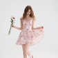 Floral suspender skirt with pink mini skirt R2662