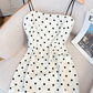 French polka dot suspender dress for women summer new waist slimming short hip skirt R3954