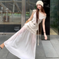 Fairy temperament high-end irregular off-shoulder sleeveless top skirt suit two-piece suit R1756