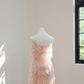 Charming Champagne Homecoming Dress ,A-Line Spaghetti Straps Lace Short Prom Dress RS794