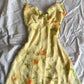 Yellow floral suspenders waist slim mini skirt homecoming dress R2718