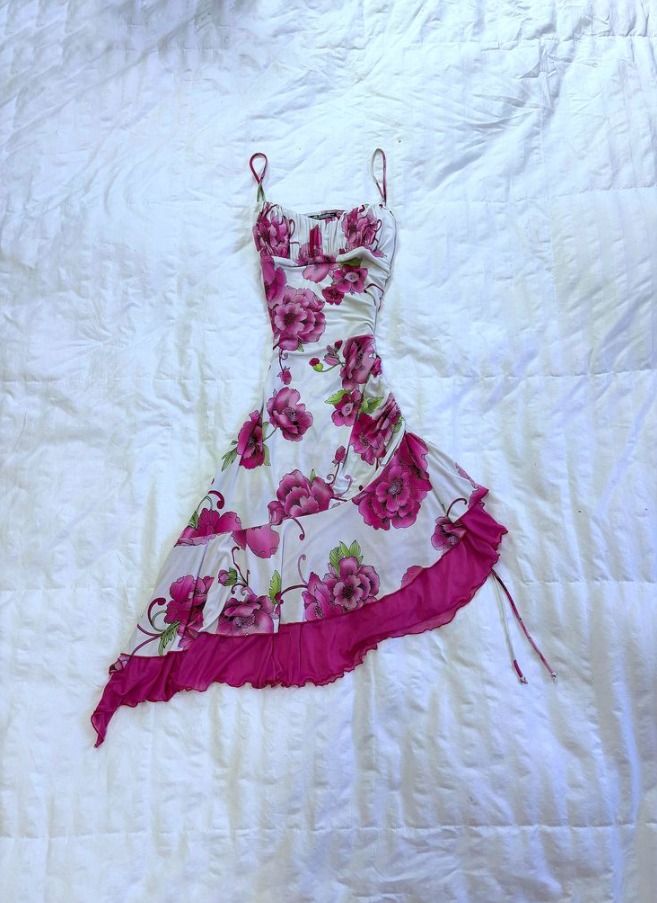 Pretty Flower Homecoming Dress ,A-Line Spaghetti Straps Asymmetrical Hem Short Prom Dress RS796