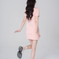Pink polo knitted dress summer new temperament loose short skirt lace sweet skirt R4177