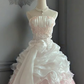 Pretty Blush Pink Prom Dress ,A-Line Strapless Organza Corset Maxi Quinceanera Dress RS800