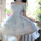 Pretty Pale Blue Pleated Birthday Dress A-Line Off-the-shoulder Corset Hi-Lo Quinceanera Dress RS802