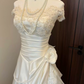 Elegant Ivory A-Line Bateau Lace Embroidery Corset Maxi Wedding Dress RS804