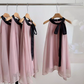 Classic pink and black halter neck dress gentle temperament skirt long skirt for women R0293