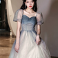 Elegant Starry Sky Color Prom Dress A-Line Square Corset Hi-Lo Evening Dress RS803