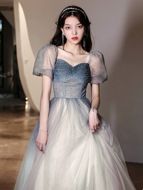 Elegant Starry Sky Color Prom Dress A-Line Square Corset Hi-Lo Evening Dress RS803