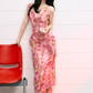 French asymmetric ruffled floral dress for women summer design niche long dress R3325