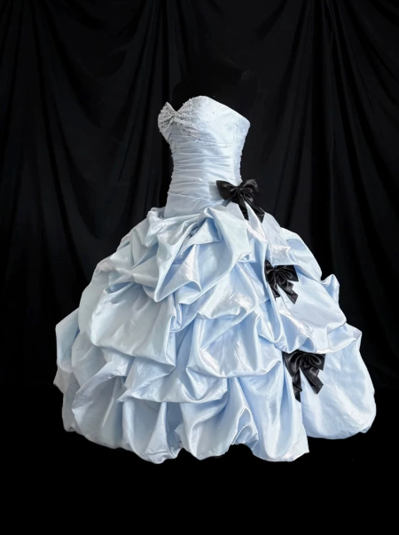 Clean Pleated Bow Women's Homecoming Dress Pale Blue Corset Short Prom Dress Birthday Dress RS2759