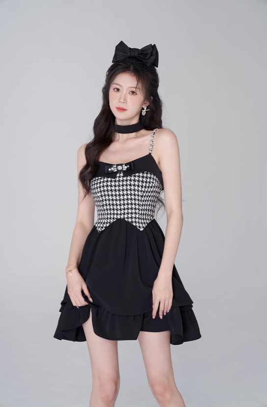 Pure desire little fragrance style suspender dress black sweet princess dress R4143