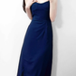 2025 Summer New French Retro Blue Waist Cross Pleated Suspender Dress R0971