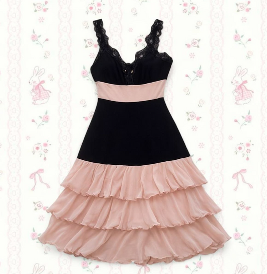 Elegant Black and Pink Homecoming Dress ,A-Line V-neck Ruffled Short Prom Dress RS829