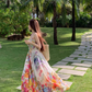 Beautiful little skirt for vacation, high-end floral suspender dress, fairy temperament long skirt 2025 R0480