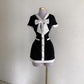 Black short skirt V-neck bow slim skirt homecoming dress R2509