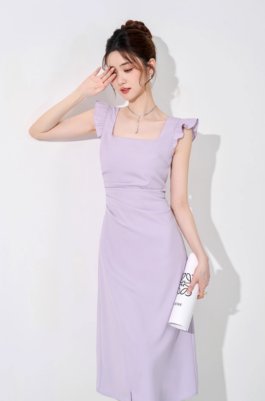 French style purple dress new hot style design temperament long skirt R4218