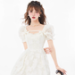 French artistic skirt light luxury romantic fairy bow print dress R4987