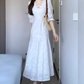Large size French temperament embroidery design dress gentle slim fishtail long skirt R1828