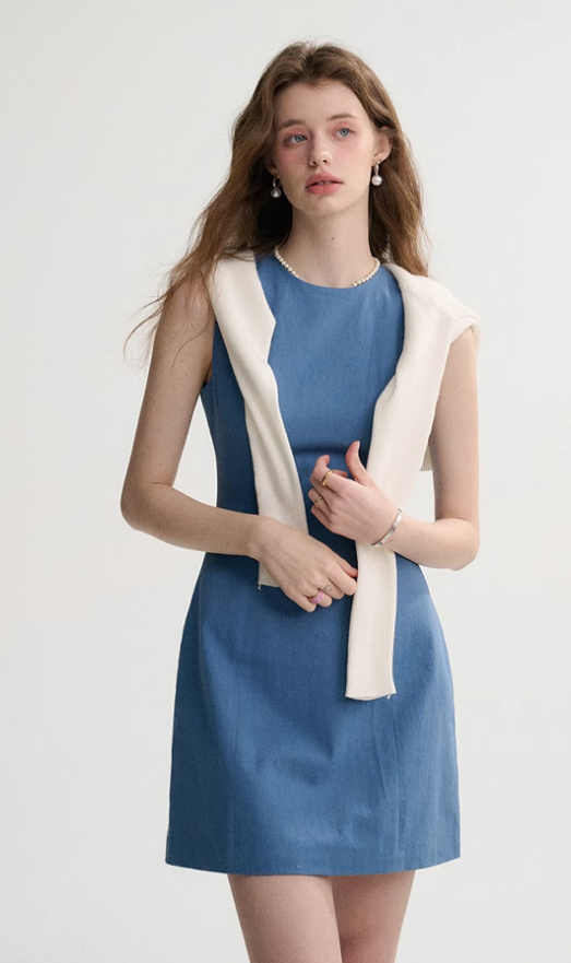 French style waist dress short skirt sleeveless suspender skirt petite vest short skirt R3556