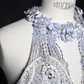 Silver halterneck diamond sequined open back sexy waist puffy skirt homecoming dress R4126