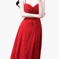 2025 summer new red floral temperament slim medium-length suspender dress R0924