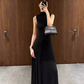High-grade half-high collar sleeveless dress 2025 temperament waist A-line long skirt R1089