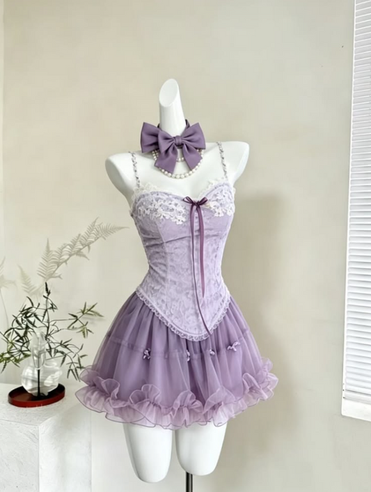 Gentle Purple Homecoming Dress ,A-Line Spaghetti Straps Embroidery Short Prom Dress RS830