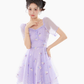 Purple fairy lace chiffon suspender dress women's summer waist mesh skirt R4181