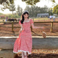 Pink plaid slim waist long skirt homecoming dress R3264