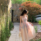 Fresh and elegant gradient print dress female 2025 new French gentle style flower suspender skirt R4380