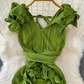 Banquet high-end dress light luxury niche pleated three-dimensional ruffled slim temperament dress R0349